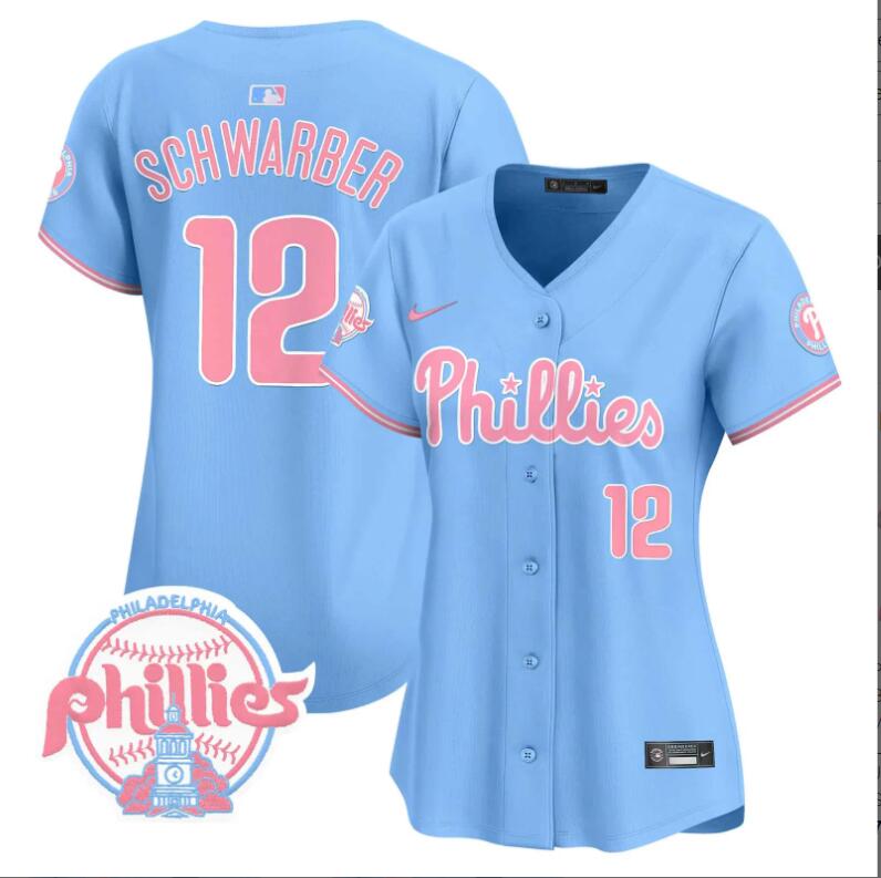 Women Philadelphia Phillies #12 Schwarber blue 2024 MLB jersey